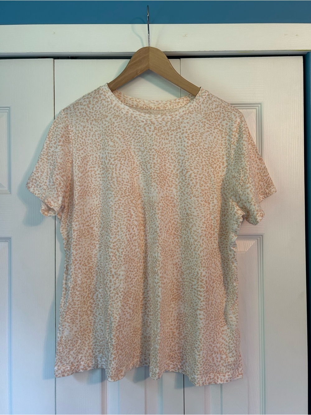 Athleta Short-Sleeve Crewneck Tee - Light Peach Animal Print